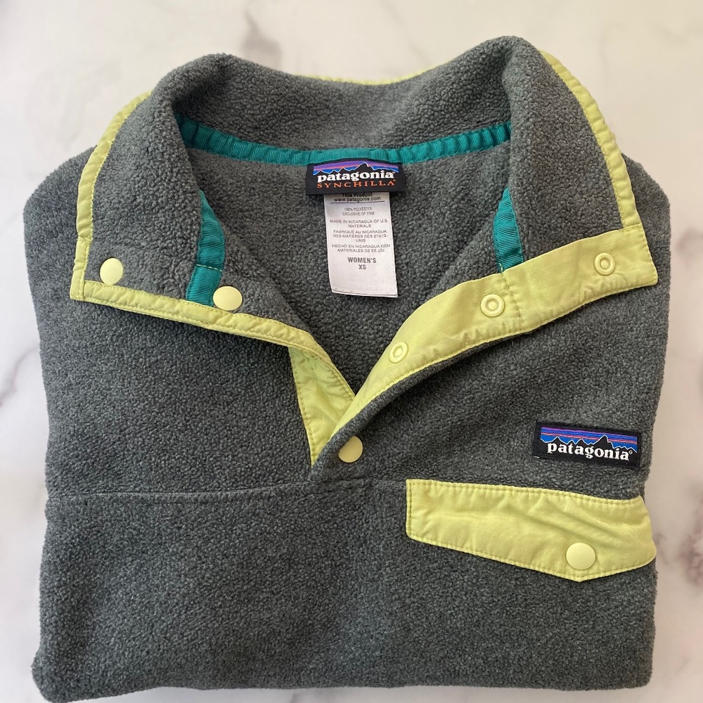 Patagonia Synchilla Snap Fleece Pullover Sweater Womens XS Two Tone Gray